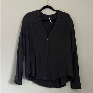 Women's Black Button-Up Top